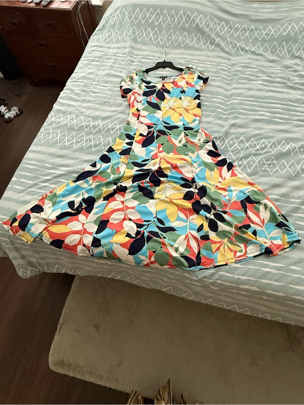 Nina Leonard Multicolor Floral Fit-and-Flare Midi Dress